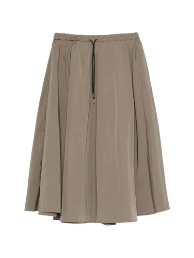Cordera Technical Drawstring Midi Skirt In Neutral