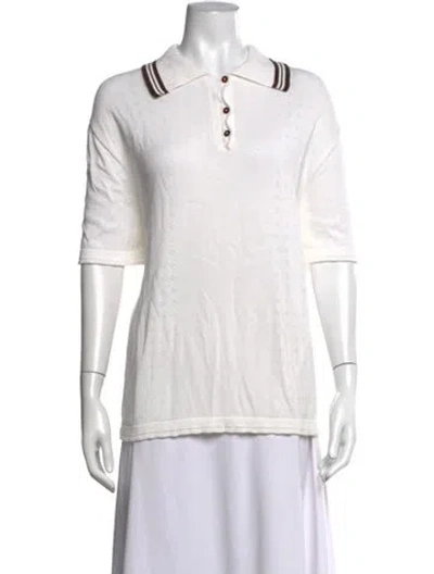 Pre-owned Cordera Three-quarter Sleeve Polo In White