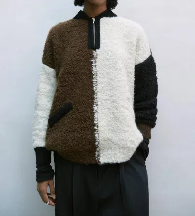 Cordera Unisex Wool And Mohair Polo Sweater In Colorblock In Multi