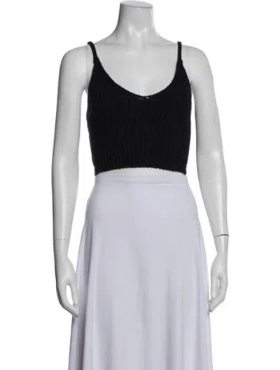 Pre-owned Cordera V-neck Sleeveless Crop Top In Black