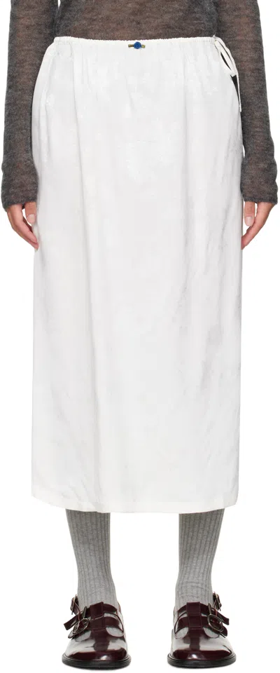 Cordera White Flower Jacquard Midi Skirt