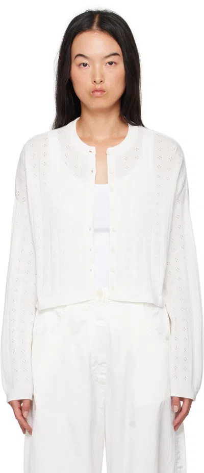 Cordera White Knitted Perlé Cardigan