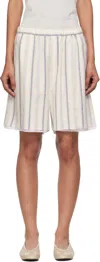 Cordera White Striped Bermuda With Lace Shorts In Neutral