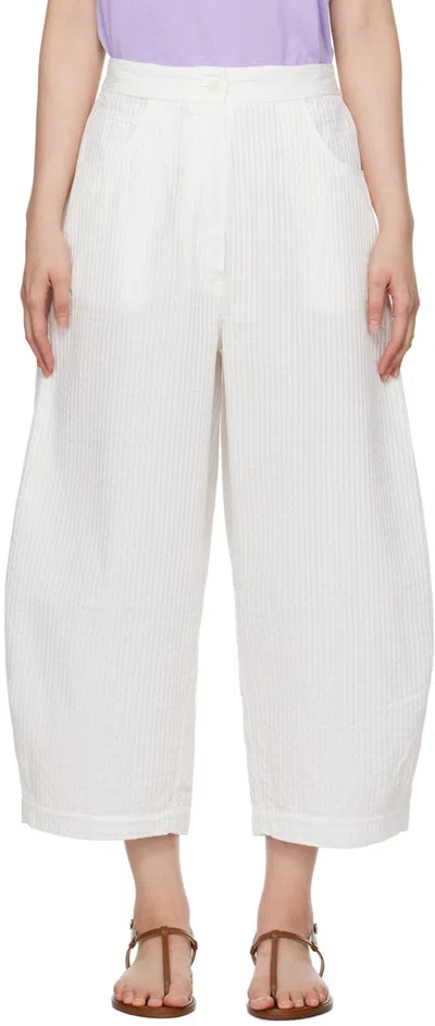 Cordera White Tubular Curved Trousers