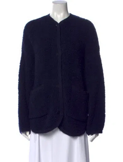 Pre-owned Cordera Wool Open Front Sweater In Blue