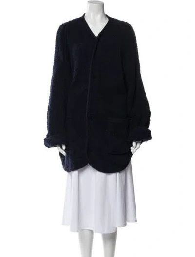 Pre-owned Cordera Wool V-neck Sweater In Blue