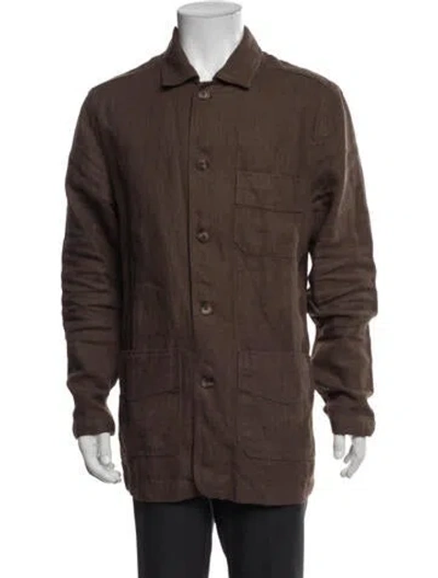 Pre-owned Cordings Linen Utility Jacket In Brown