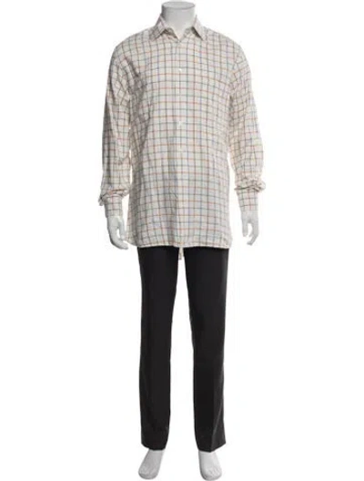 Pre-owned Cordings Plaid Print Long Sleeve Shirt In Neutral