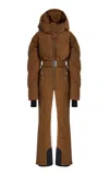 Cordova Ajax Belted Hooded Quilted Down Ski Suit In Caramel