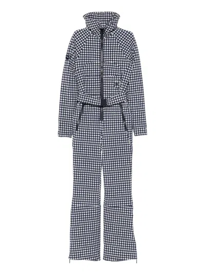 Cordova Chatel Checkered Belted Ski Suit In Blue