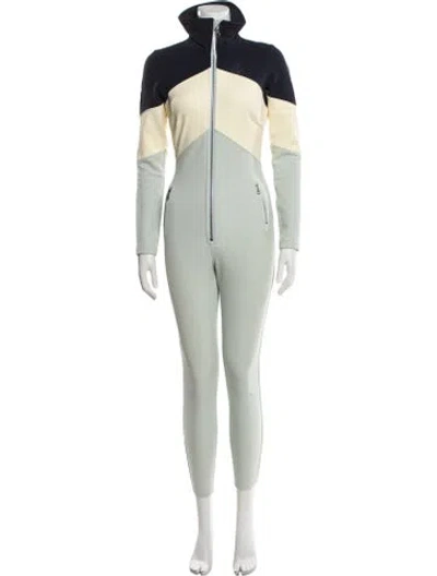 Pre-owned Cordova Colorblock Pattern Mock Neck Ski Suit In Green