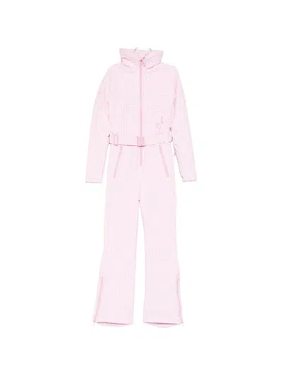 Cordova Gingham-pattern Belted Ski Suit In Pink