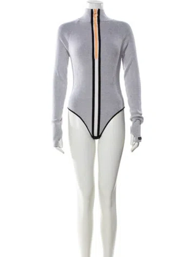 Pre-owned Cordova Merino Wool Mock Neck Bodysuit In Gray