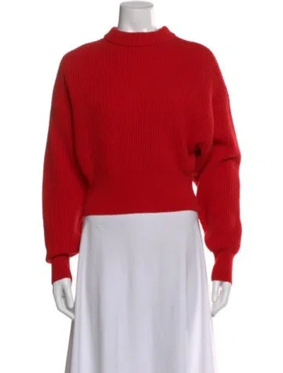 Pre-owned Cordova Merino Wool Mock Neck Sweater In Red