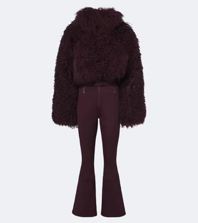 Cordova Nozawa Belted Shearling Ski Suit In Burgundy