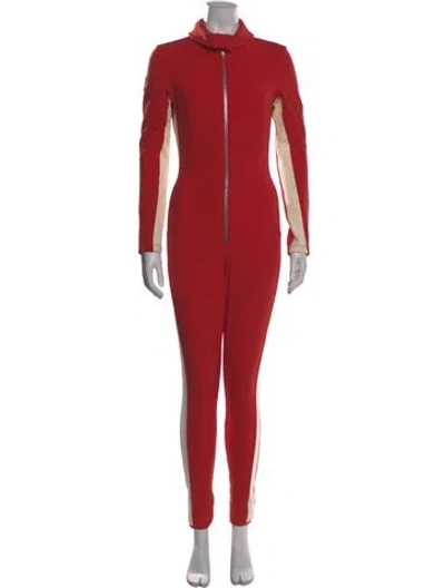 Pre-owned Cordova Nylon Mock Neck Jumpsuit In Red