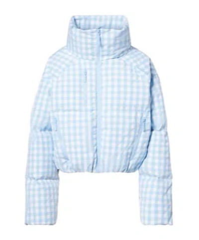 Cordova Plaid Long-sleeved Down Jacket In Blue