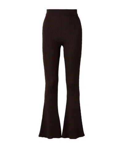 Cordova Savoie Ribbed Pointelle-knit Merino Wool Flared Pants In Brown