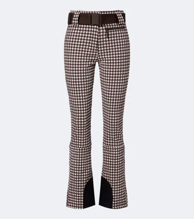 Cordova Sella Belted Gingham Ski Pants In Brown