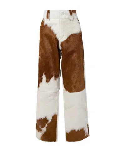 Cordova Highlands Paneled Calf Hair Wide-leg Pants In Multi