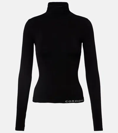 Cordova Sol Ribbed Stretch-jersey Turtleneck Top In Black