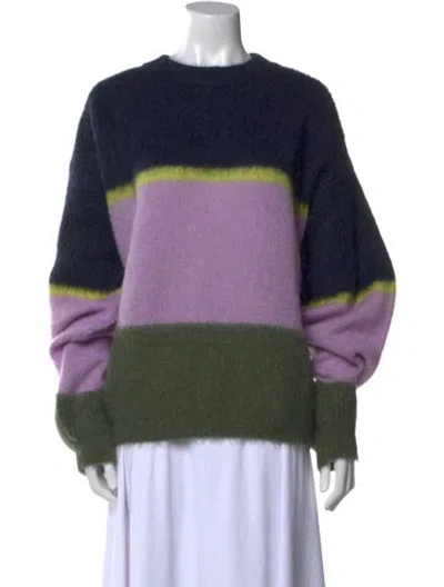 Pre-owned Cordova Striped Crew Neck Sweater In Green