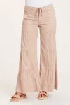 Core By Wearables Terraced Wide Leg Pant In Beige
