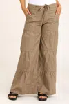 Core By Wearables Terraced Wide Leg Pant In Brown