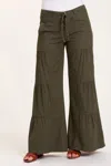 Core By Wearables Terraced Wide Leg Pant In Green