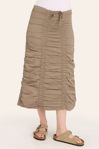 Core By Xcvi Double Shirred Panel Skirt In Brown