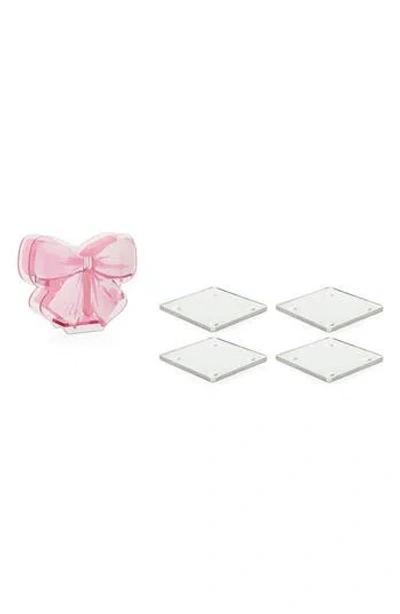 Core Home 5-piece Acrylic Coasters & Holder Set In Pink