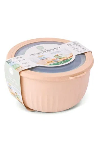 Core Home 8-piece Wheat Fiber Round Bowl Set In Pink