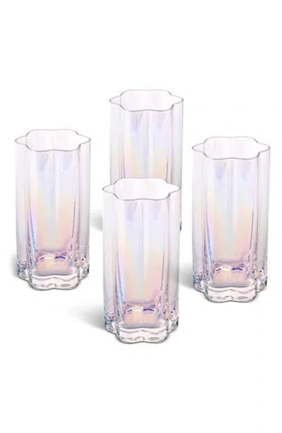 Core Home Flower Set Of 4 Highball Glasses In Clear