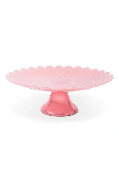 Core Home Scalloped Daisy Cake Stand In Pink