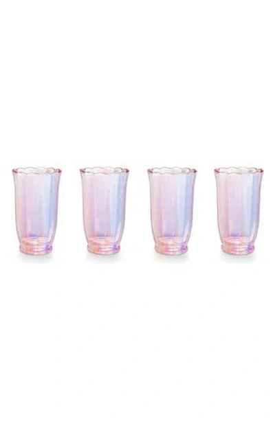Core Home Tulip Set Of 4 Highball Glasses In Pink