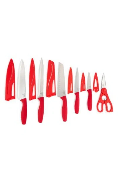 Core Kitchen 12-piece Quick Pro Knife Set With Sheaths In Red