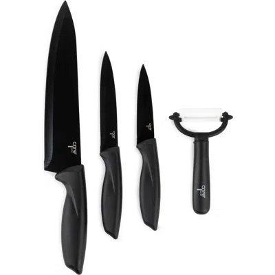 Core Kitchen 4-piece Professional Knife & Peeler Set In Black