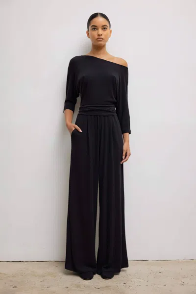 Leset Lauren Pleated Pocket Pant In Black