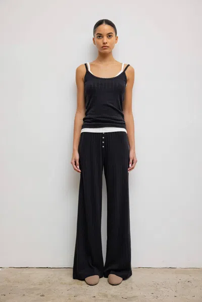 Leset Pointelle Boxer Trouser In Black