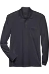 Core365 Pinnacle Performance Long Sleeve Piqu Polo With Pocket In Blue