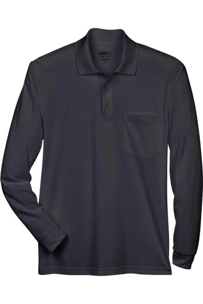 Core365 Pinnacle Performance Long Sleeve Piqu Polo With Pocket In Blue