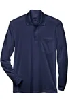 Core365 Pinnacle Performance Long Sleeve Piqu Polo With Pocket In Blue