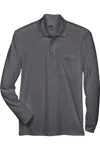 Core365 Pinnacle Performance Long Sleeve Piqu Polo With Pocket In Gray