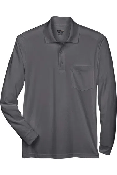 Core365 Pinnacle Performance Long Sleeve Piqu Polo With Pocket In Gray