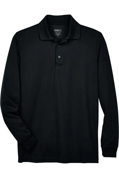 Core365 Tall Pinnacle Performance Long Sleeve Piqu Polo In Black