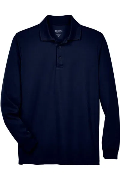 Core365 Tall Pinnacle Performance Long Sleeve Piqu Polo In Blue