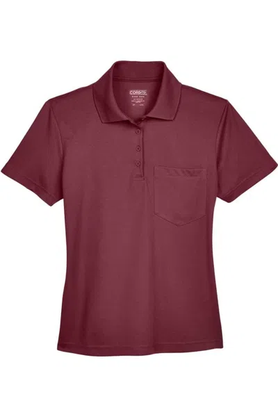 Core365 Women's Origin Performance Piqu Polo With Pocket In Burgundy