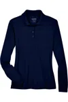 Core365 Women's Pinnacle Performance Long Sleeve Piqu Polo In Blue