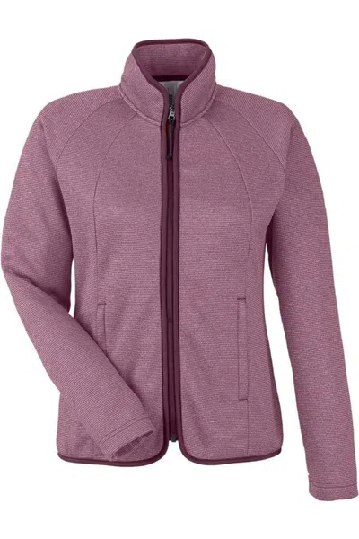 Core365 Women's Venture Heathered Stripe Full-zip In Pink