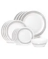 Corelle Brushed 16 Pc. Dinnerware Set, Service For 4 In White,silvery-gray
